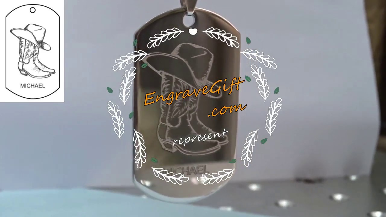 Engravegift.com Custom Made CowBoy Hat Laser Engrave on Stainless Steel Dog Tag