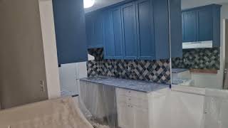 Blue Azure Quartz Countertops & Backsplash | Finishing Up | Oceanfront Condo Renovation