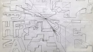 How to draw complex shapes in one point perspective | One Point Perspective - Drawing Tutorial