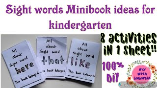 DIY Sight words Minibook with free printable #Sight words Reading practice for kindergarten