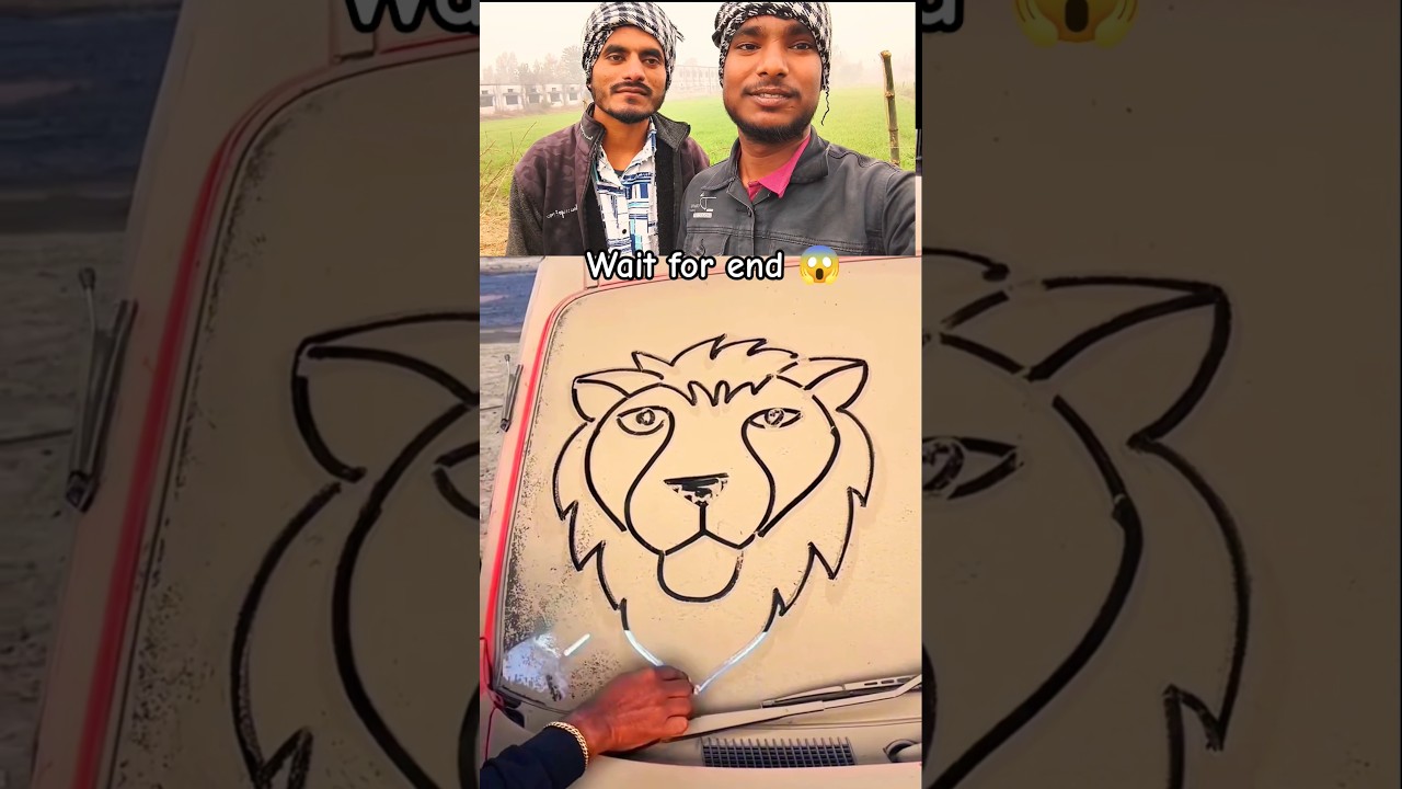 कार की धूल पर बना शेर 😱 | Amazing Dust Art Lion Drawing | Real Talent 