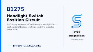 B1275: Headlight Switch Position Circuit | 2010-2015 Honda Civic 1.8 Gas B1275: Headlight Switch Position Circuit | 2010-2015 Honda Civic 1.8 Gas