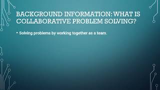 Collaborative problem solving