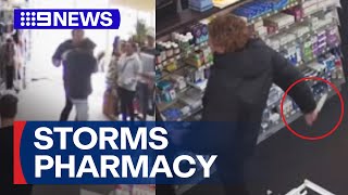Armed man with knife storms pharmacy in Victorian coastal town | 9 News Australia