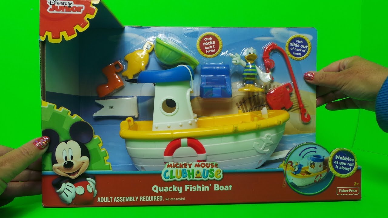 Mickey Mouse CLUBHOUSE Quacky Fishing Boat Unboxing Fisher-Price 