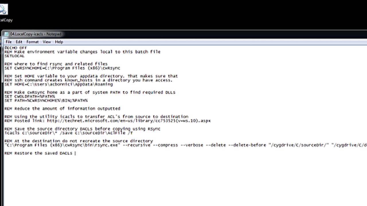 CWRsync: 04. Local Copy (preserving file permissions) - YouTube