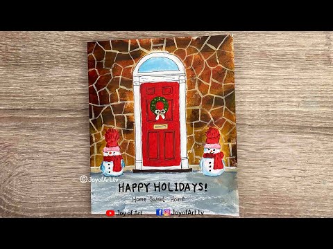Christmas Card Acrylic Painting for Beginners | Joy of Art #508