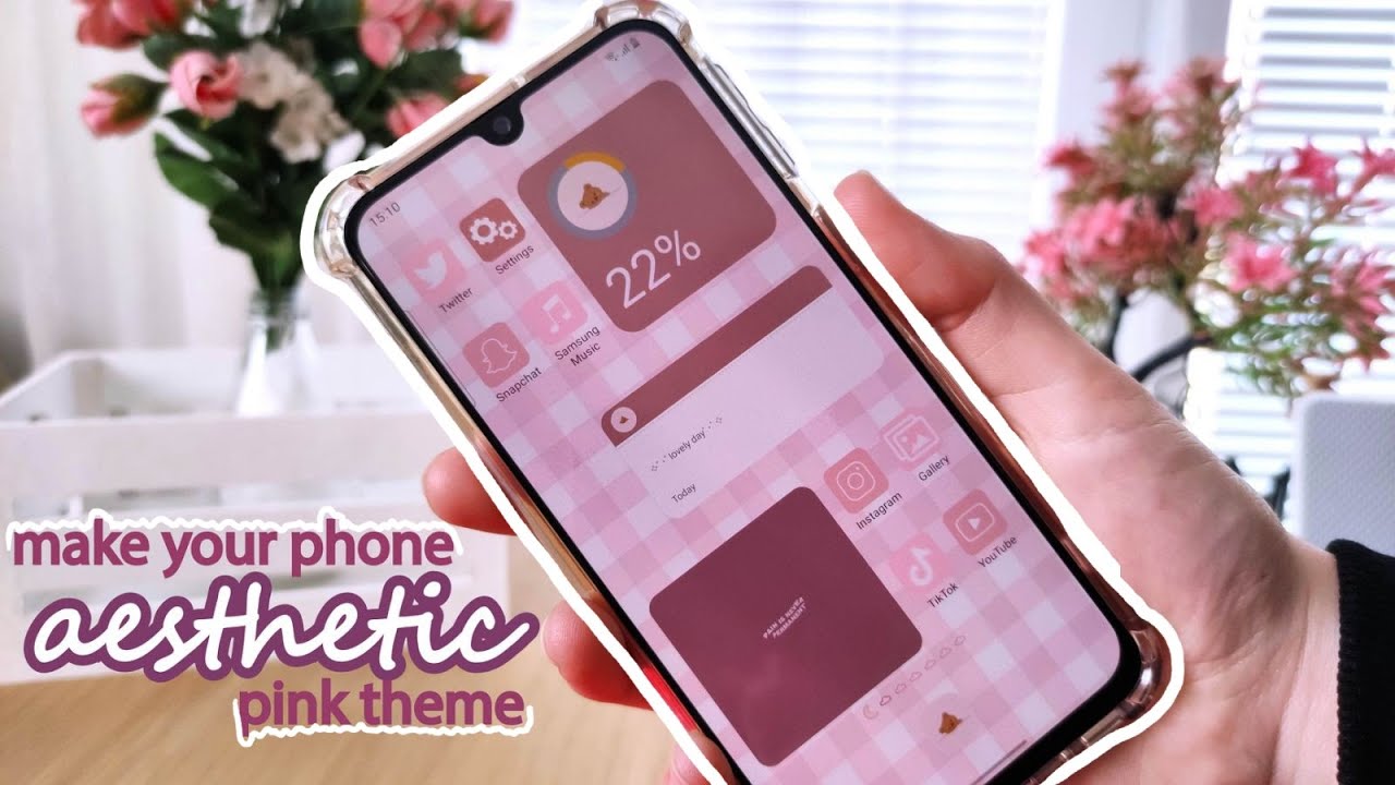 how to make your phone aesthetic | pink theme | pink cute aesthetic | plus wallpaper ideas