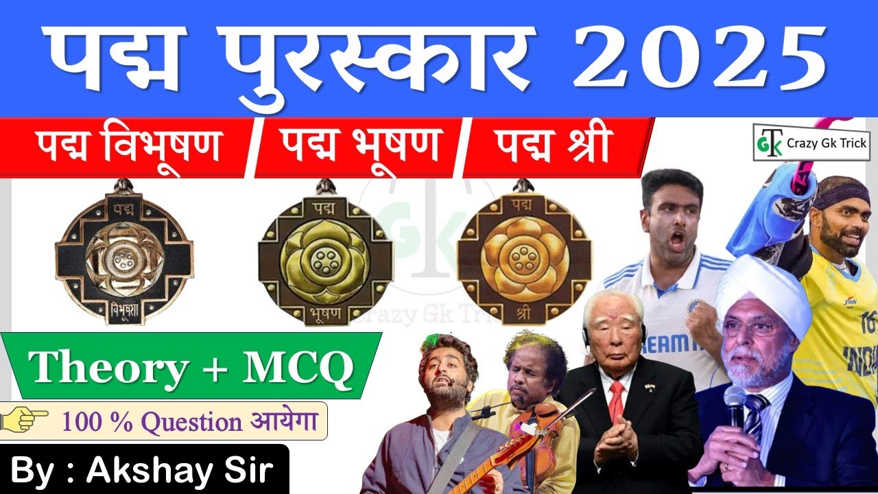 Current Affairs : Padma Award 2025 | पद्म पुरस्कार | IMP MCQ | Akshay Sir | Crazy GkTrick