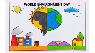 Environment Poster Drawing Easy/Earth Day Drawing Competition/Easy Save Earth Drawing for School