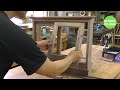 【woodworking】wooden glass sliding door/ Wooden showcase /make by tilting