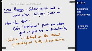 Differential Equations - Existence and Uniqueness - Comparison of the Theorems