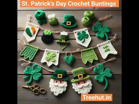 St. Patrick's Day Crochet Buntings #crochetideas #crochet Irish Decorations Crochet Ideas in green