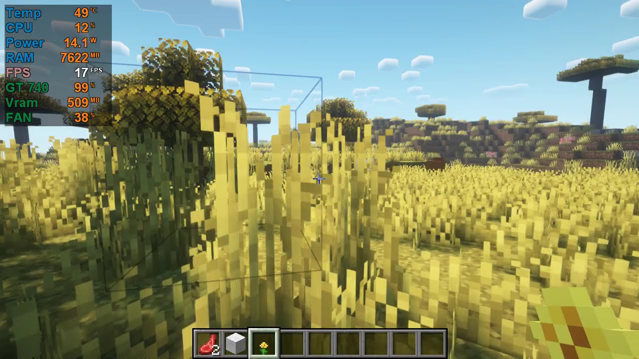 Minecraft v1.24.4(2025?) NviGT 740 DDR3 - INTEL i3 4170 | Fabric+iris with shaders