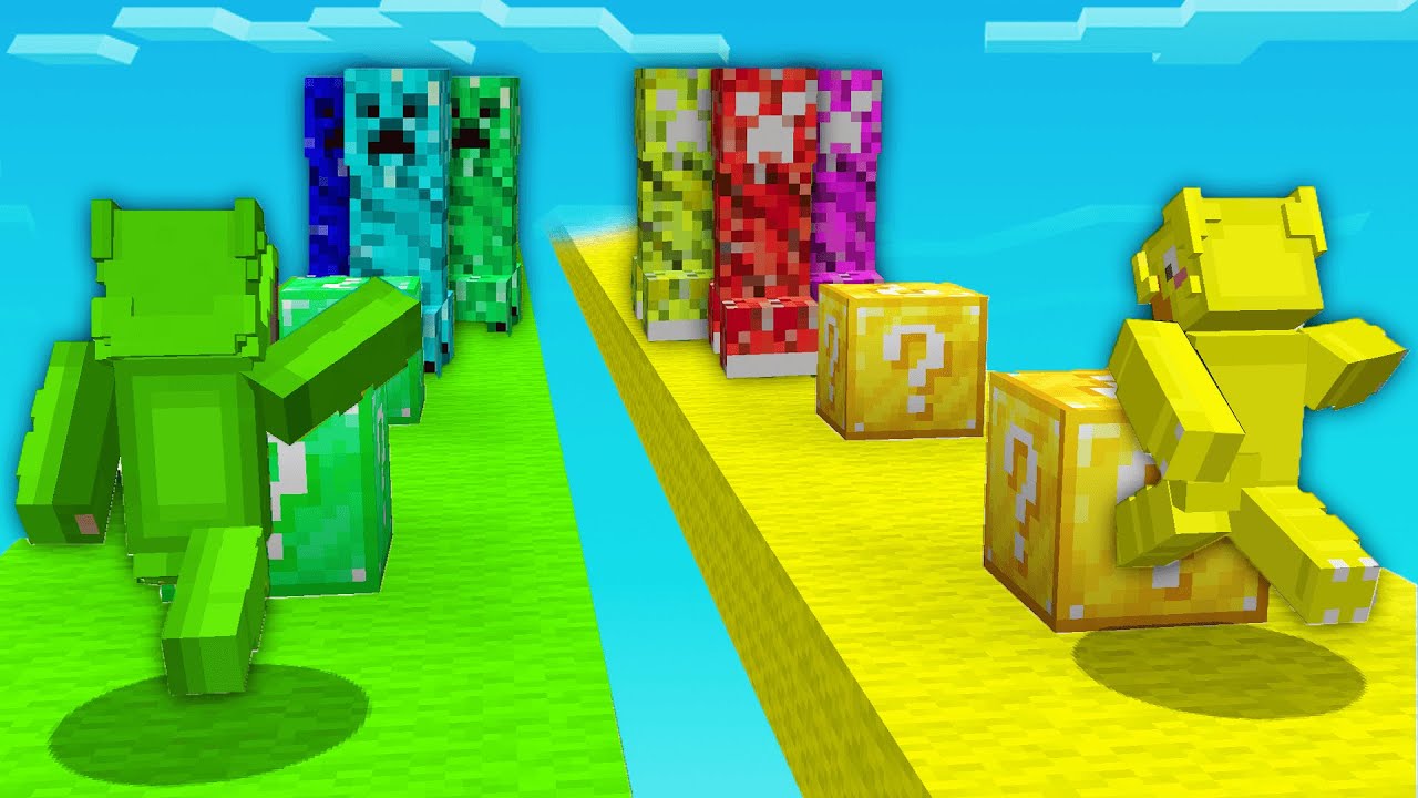 Lucky Block Race VS Custom Creepers