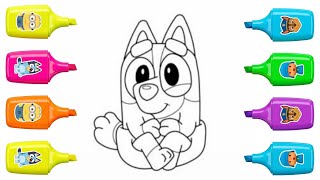 Bluey Step Drawing for Kids | Coloring Learning Activity