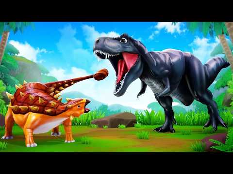 T-Rex vs Ankylosaurus 🦖🔥 | Funny Dino Chase | Dinos World