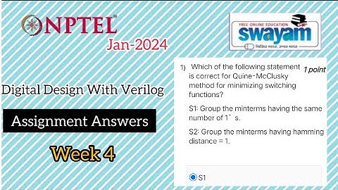 Digital Design with Verilog @NPTEL Week 4  Assignment Answers #nptel #nptelcourseanswers #nptelquiz