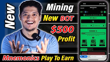 Mnemonics Telegram Bot Mining App || $Bill Mining $500 Profit || New Crypto Mining Bot In 2024