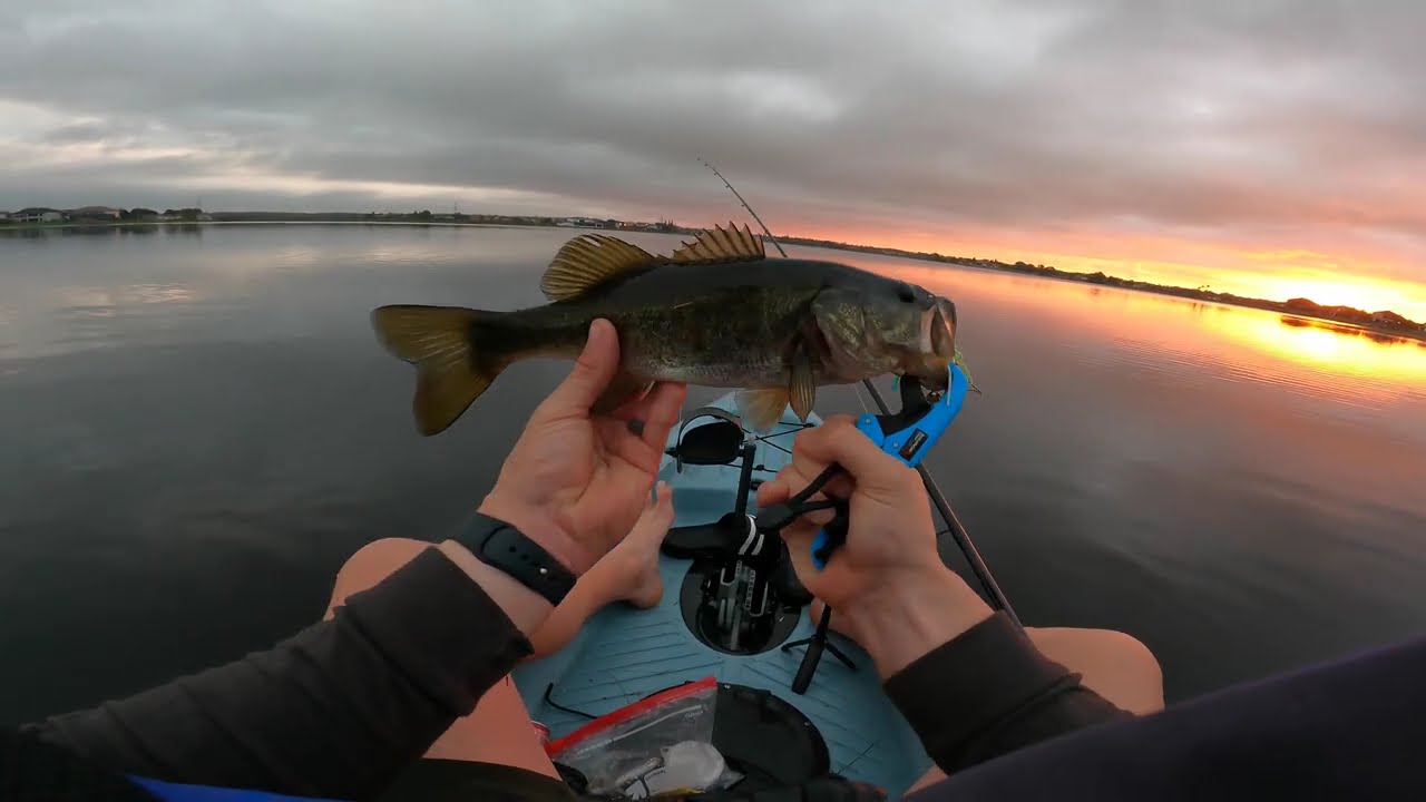 I went Bass Fishing in a lake I had never been! – Lure fishing with BRIGHT lures in DARK water