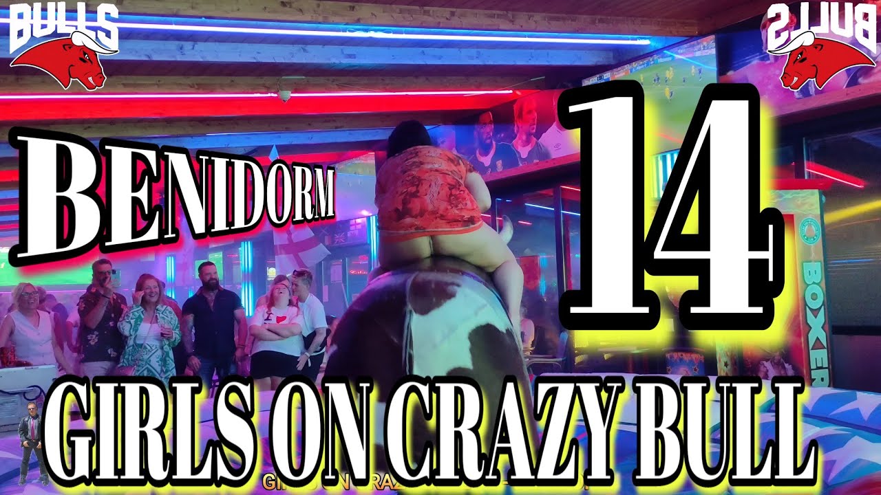 4K GIRLS ON CRAZY BULL 14 #cowgirl #bullriding #mechanicalbull #mechanicalbullriding #benidorm#girl