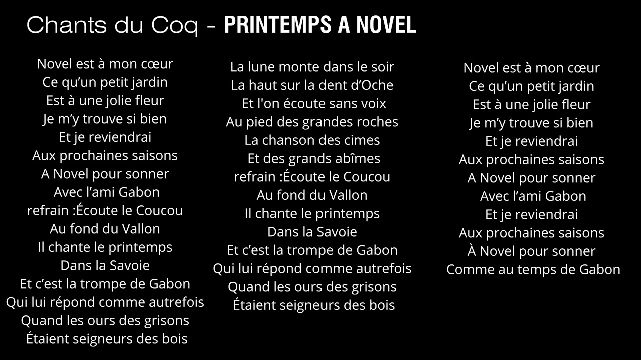 Chants du Coq - PRINTEMPS A NOVEL