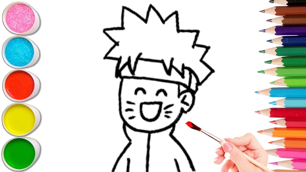 Как нарисовать милого счастливого ниндзя. Рисование, раскрашивание и рисование для детей и малыше...