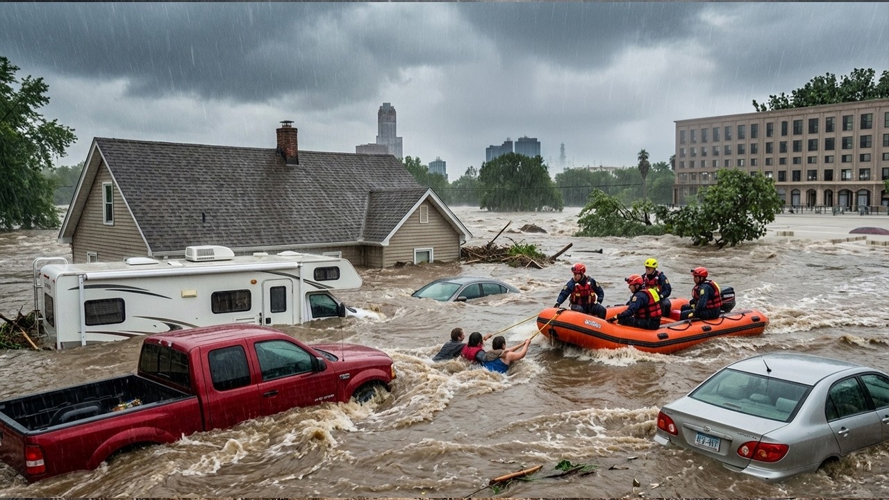 В Техасе сегодня бушует шторм! Сообщается о граде, наводнениях и разрушительном ветре.