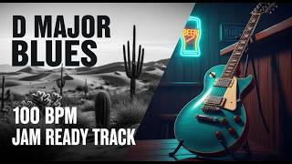 D Major Backroads Blues at 100 BPM | Open String No Guitar Jam Track | Track for Country Blues Leads