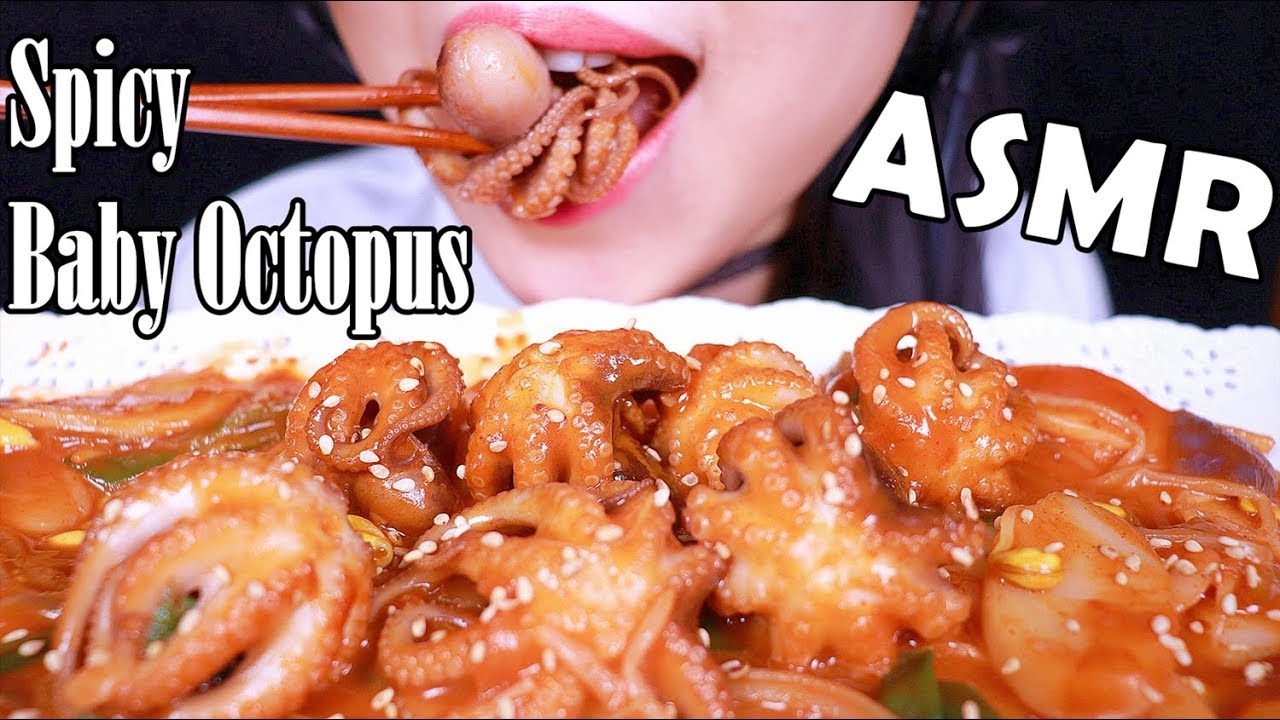 ASMR Eating Spicy Stir-Fried Baby Octopus + Rice Cakes | 매운 낙지볶음 먹방 리얼사운드 | 咀嚼音 ASMR Trigger Video
