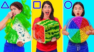 GEOMETRIC SHAPE FOOD CHALLENGE 🎂 ASMR Eating 😱 Last to Stop Eating Wins 😂 Funny Moments by 123 GO