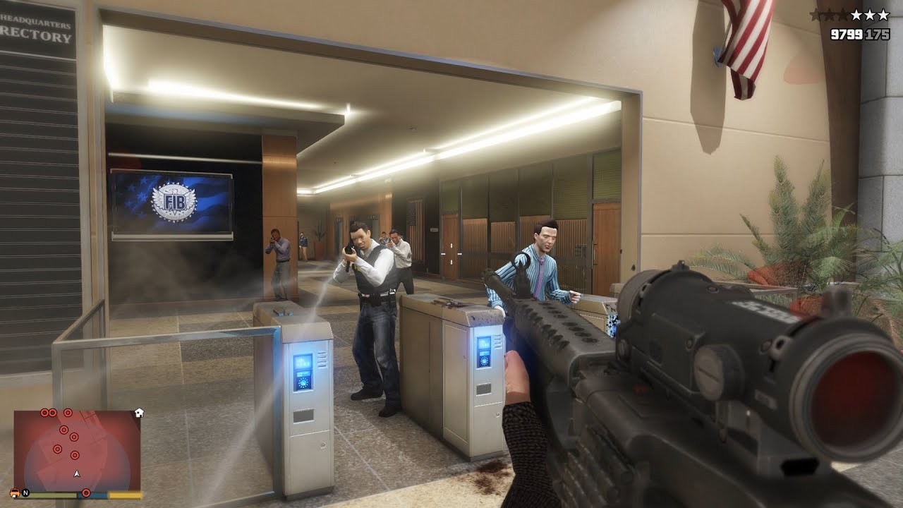GTA V FIB Building Heist + 10 Star Wanted Level Escape [RDE 4.1.3]