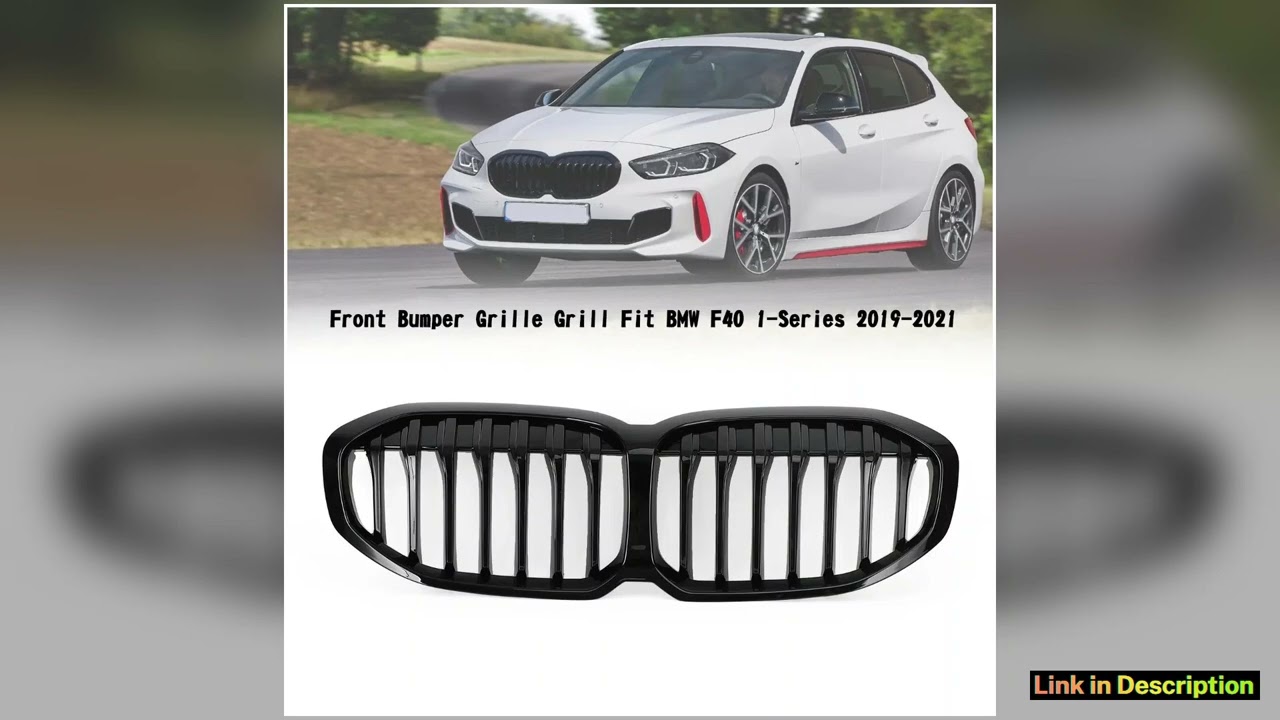 FRONT KIDNEY GRILLE GRILL GLOSS BLACK SINGLE BAR For BMW 1Series F40 118i 120i M135i 2019 2020 2021