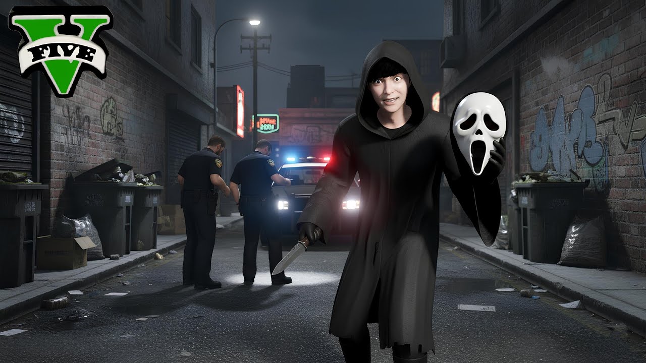 Halloween မှာ Ghostface အဖြစ် ရဲတွေကို ခြောက်လန့်ခဲ့တယ် | Pranking as GHOSTFACE in Halloween GTA V