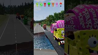 CrazyFrog & SpongeBob & SpiderMan & GummyBear & Sprunki & Squid & Mario VS Bollard Barbie in BmNG.Dr