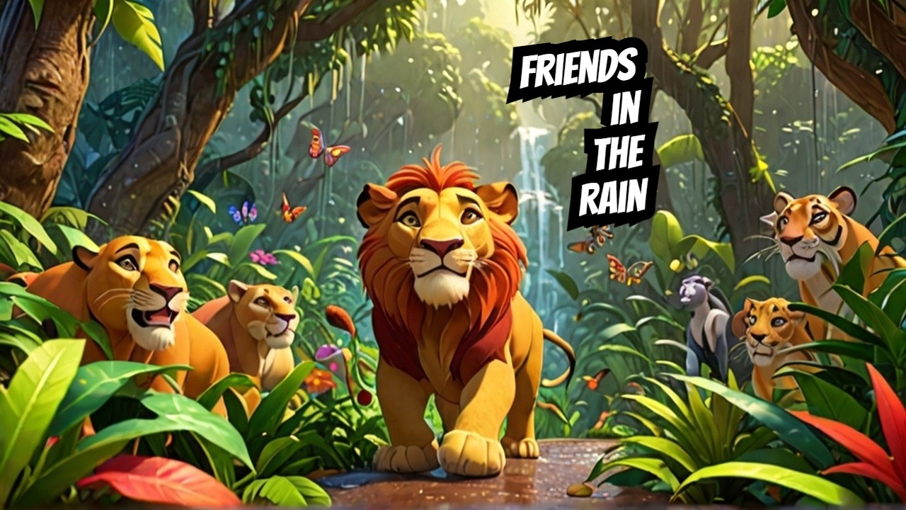 Simba's Rainy Adventure: Teamwork and Friendship in the Jungle