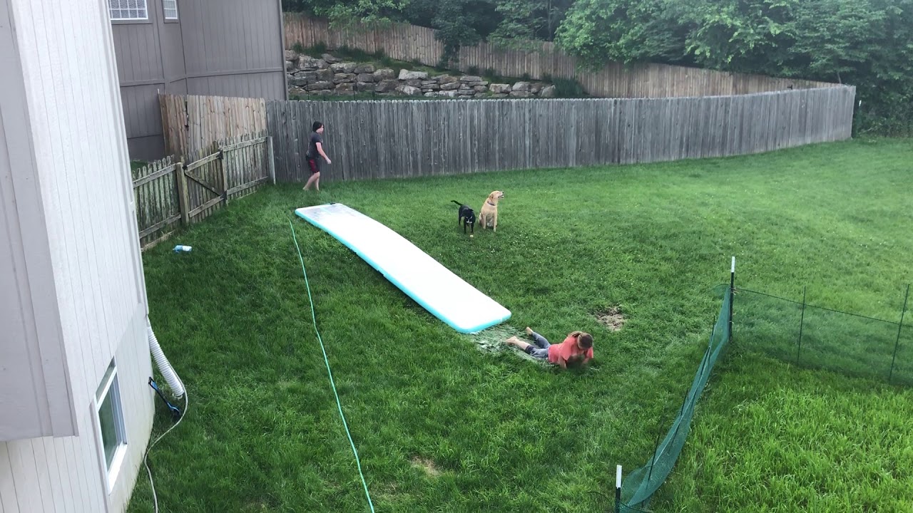 An air track used for a slippery slide? YouTube