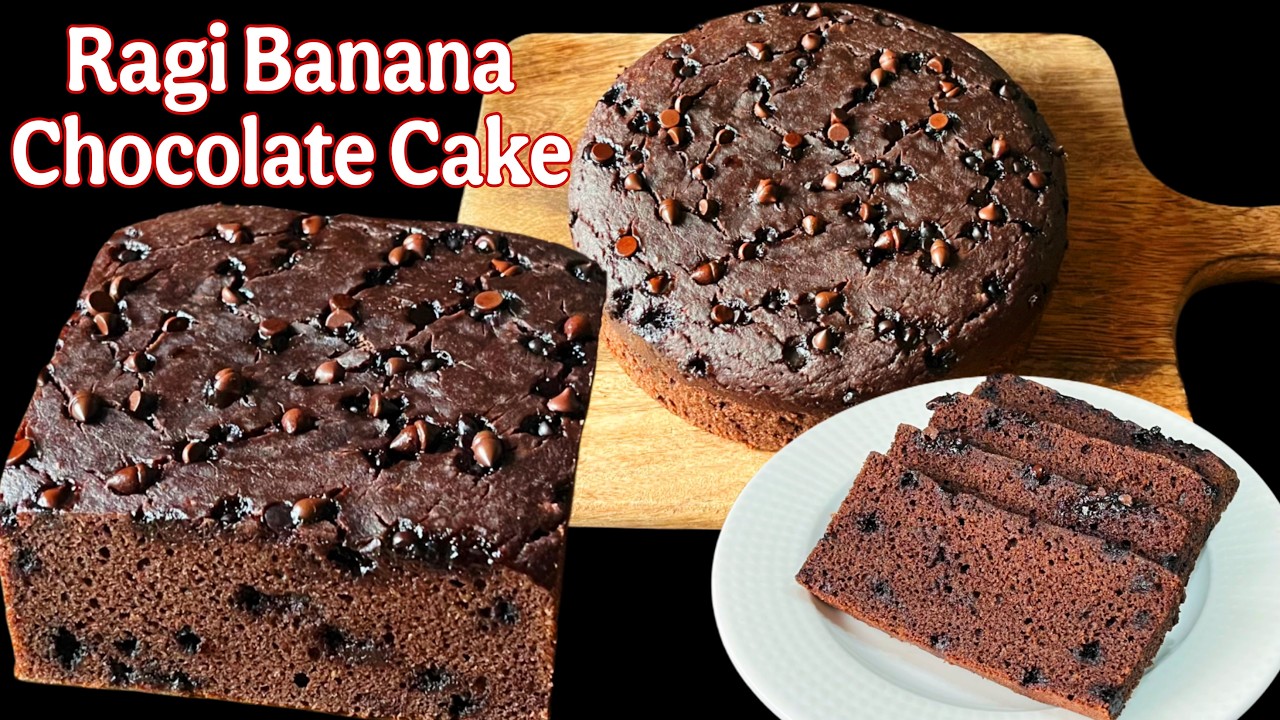 Ragi Banana Chocolate Cake Without Oven | Eggless Chocolate Cake No Flour, No Oven, No Curd