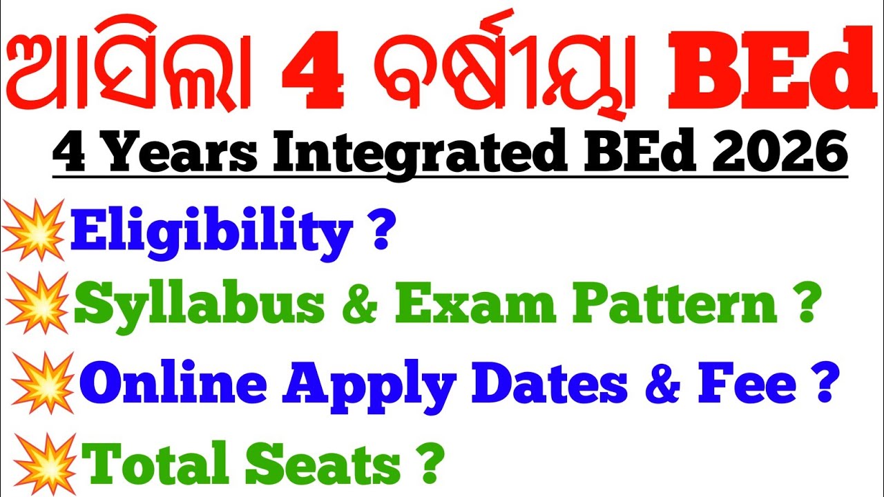 4 Years Integrated BEd 2026 Application form Released | Integrated BEd Syllabus & Eligibility  