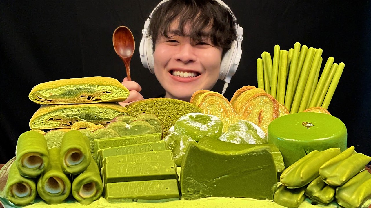 【ASMR】巨大抹茶パフェ🍵【咀嚼音/mukbang/Eating Sounds】