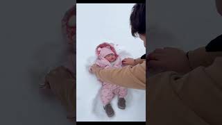 Majesty’s First Snow Angel (1 month old) #cutebaby #babygirl #winterbaby  #winter  #canada