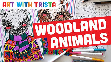 Woodland Animals in Sweaters Inspired by Indi Maverick Art Tutorial - Art With Trista