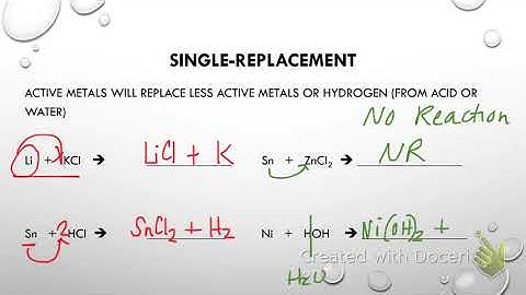 PAP Chem Reactions Notes part 3 Single replacement