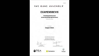 Matrix-style animated College Diploma issued by Game Design School