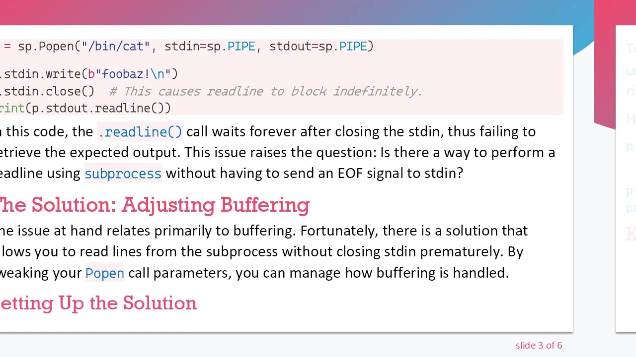 How to Readline with Python's Subprocess Module Without Closing Stdin