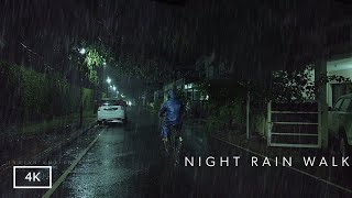 4K Rain Walk at Night in the City | Relaxing ASMR Umbrella Rain Sounds for Sleep & Meditation