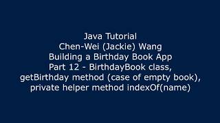Java Tutorial Birthday Book App 12
