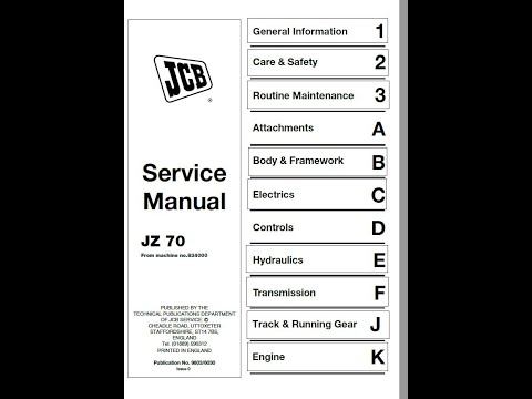 JCB JZ 70 Midi Excavator - Workshop Manual