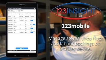 123insight 123mobile - Manange stores, shop floor and labour bookings on a tablet device.