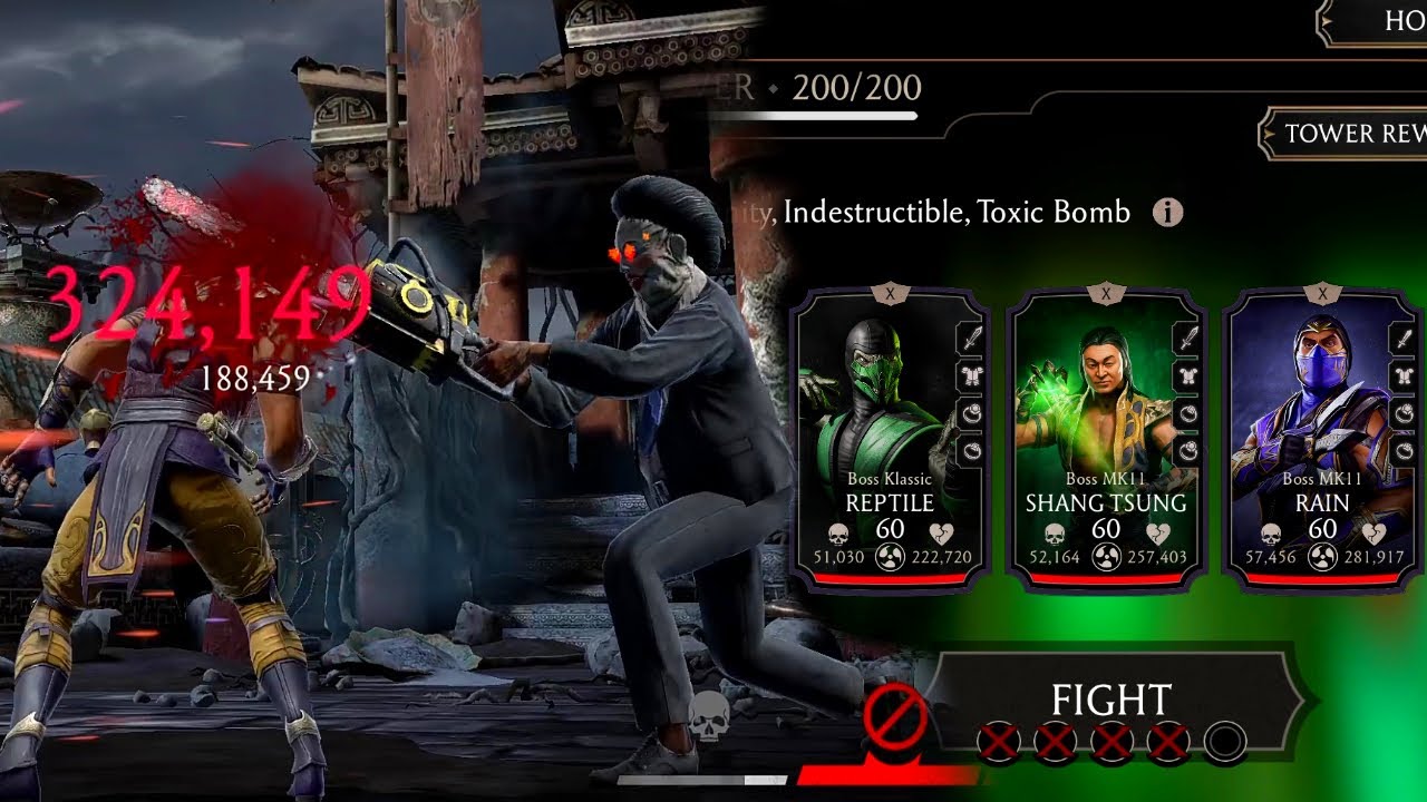 Fatal Sorcerer's Tower Boss Match 160, 180, 200  Fight + Rewards. MK Mobile.